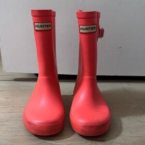 Hunter Vibrant Coral Kids Waterproof Boots Size 10